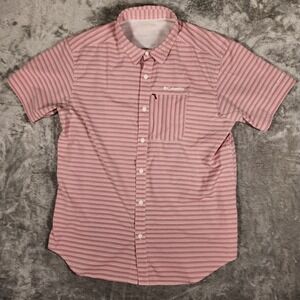 Columbia Shirt Mens Large AM0669 Pink Striped Omni-Shade Vented Button-Down EUC